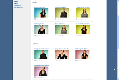 Screenshot of the Lehman College Library's video tutorials page